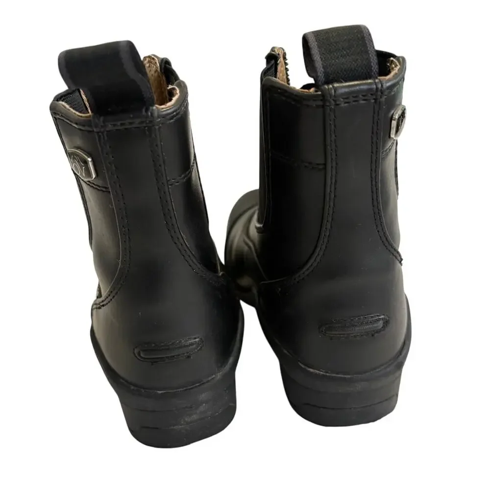 Ovation Child's 3 Quantum Zip Paddock Riding Boots Polished Black Faux Leather